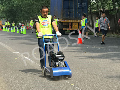 Road Marking Cleaning Machine Working On-Site