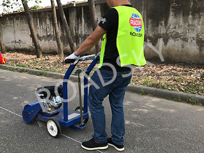 Road Marking Cleaning Machine Working On-Site