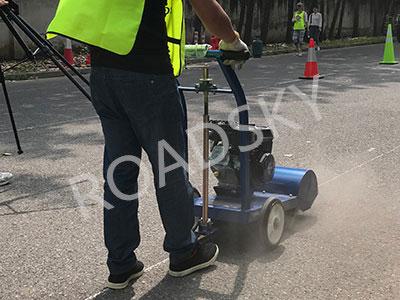 Road Marking Cleaning Machine Working On-Site