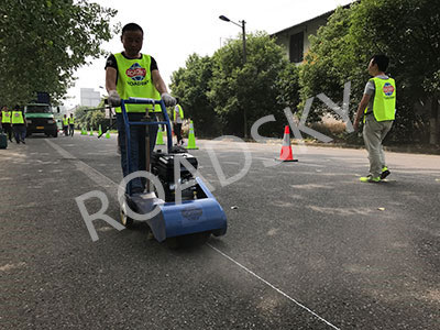 Road Marking Cleaning Machine Working On-Site